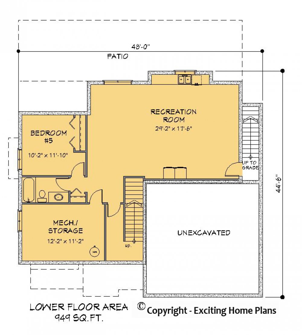 House Plan E1183-10 Lower Floor Plan
