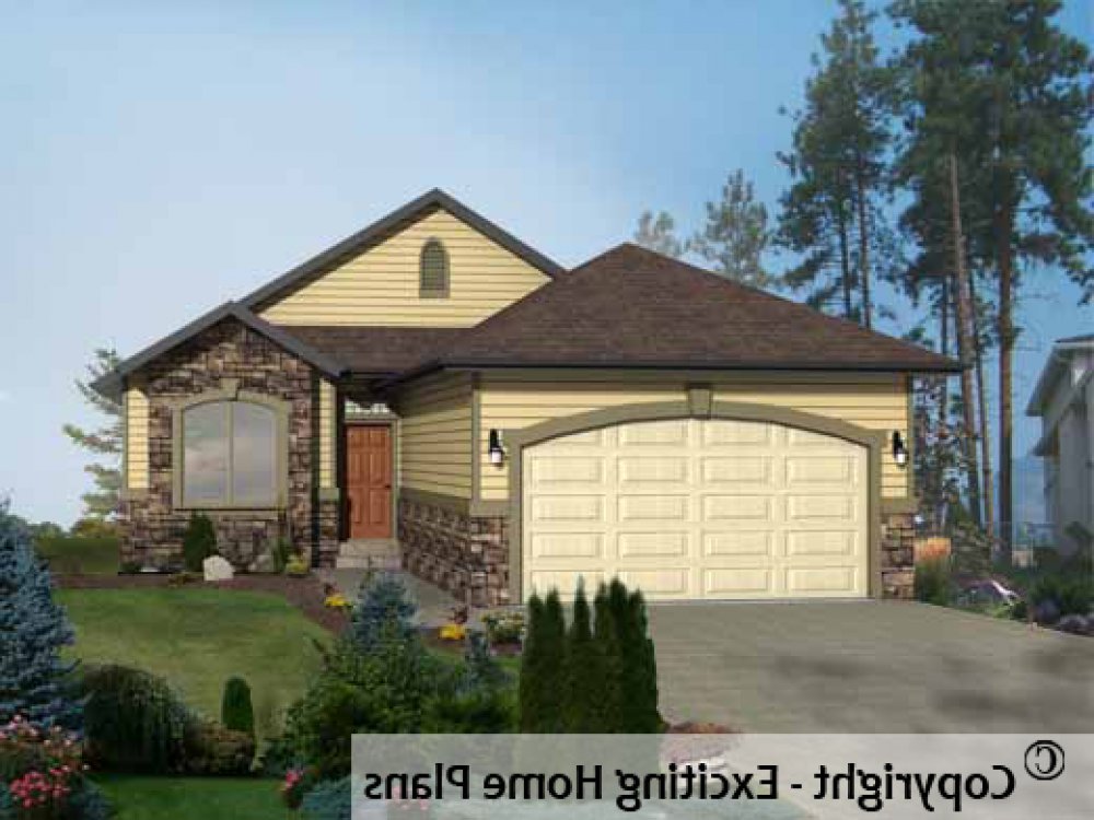 House Plan E1228-10 Exterior 3D View REVERSE