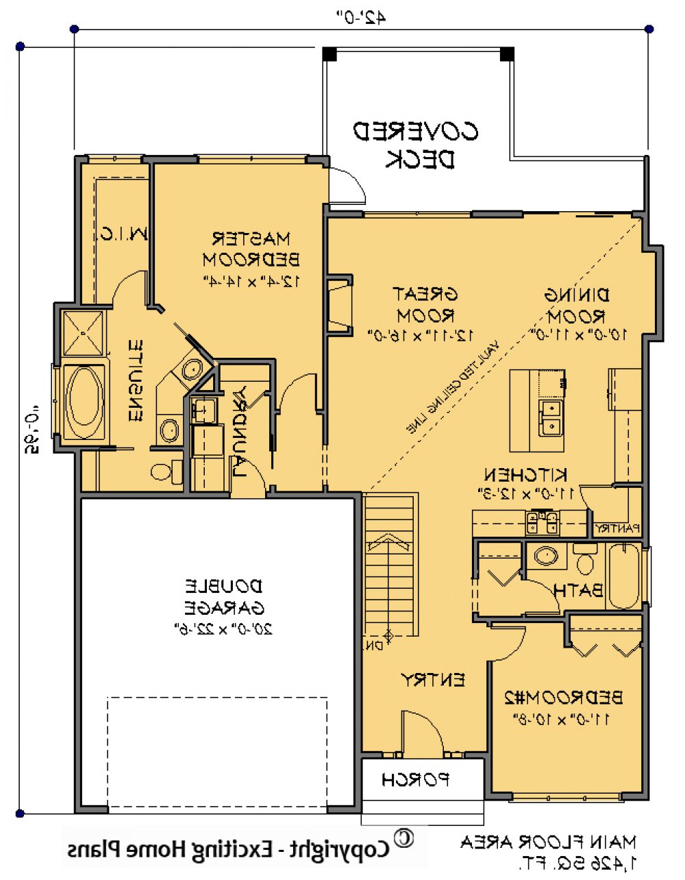 House Plan E1589-10 Main Floor Plan REVERSE