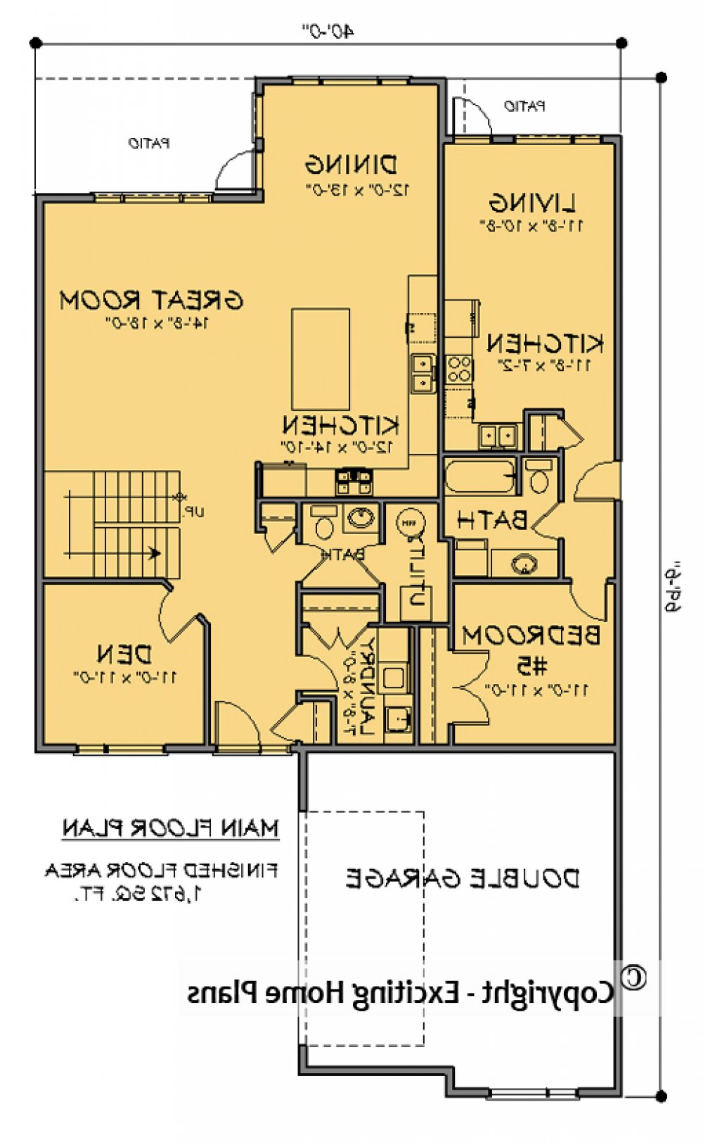 House Plan E1714-10  Main Floor Plan REVERSE