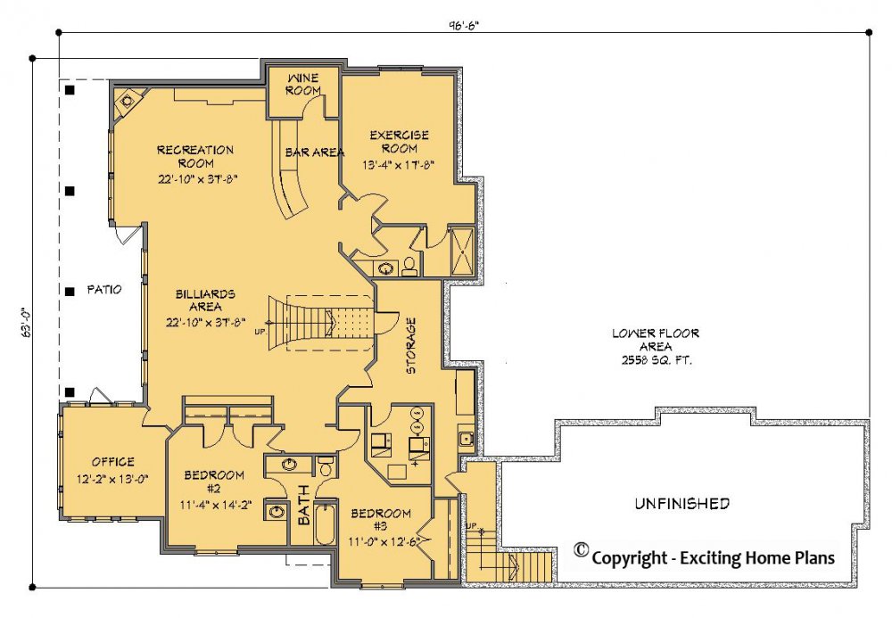 House Plan E1348-10 Lower Floor Plan