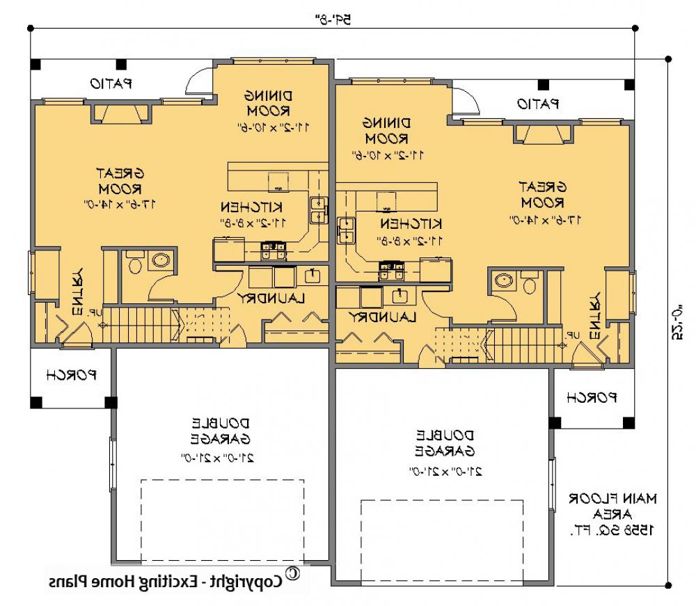 House Plan E1386-10 Main Floor Plan REVERSE