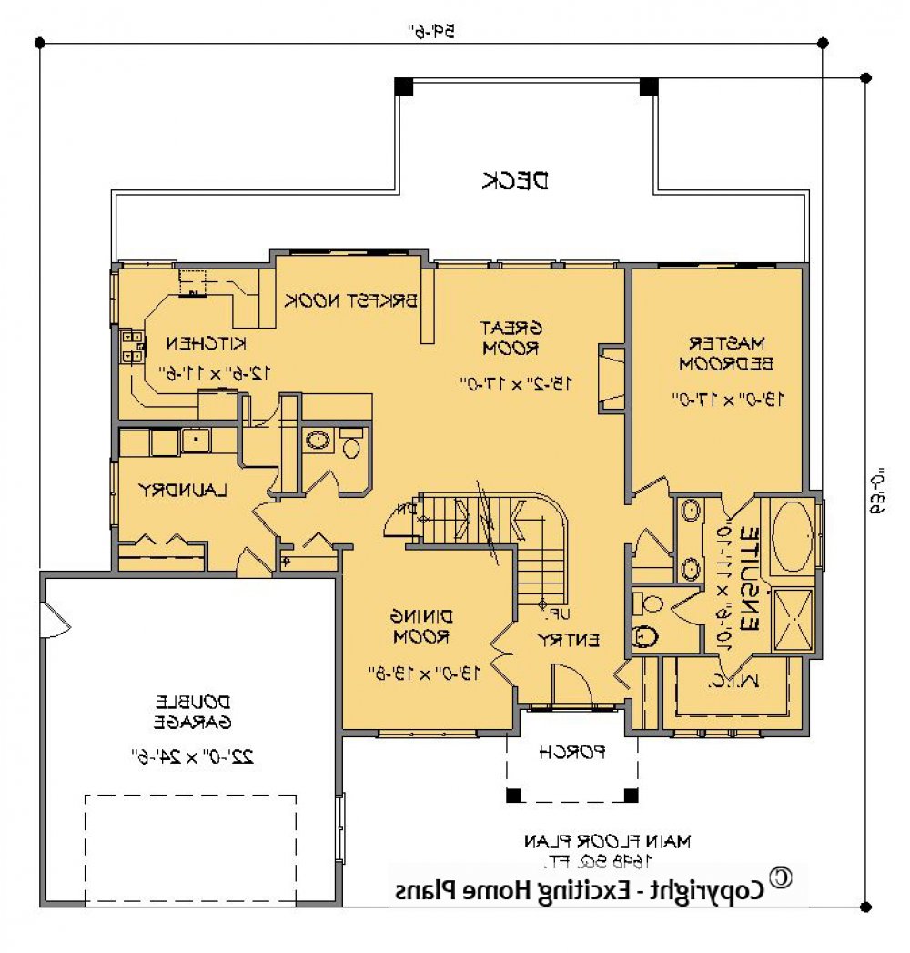 House Plan E1353-10  Main Floor Plan REVERSE