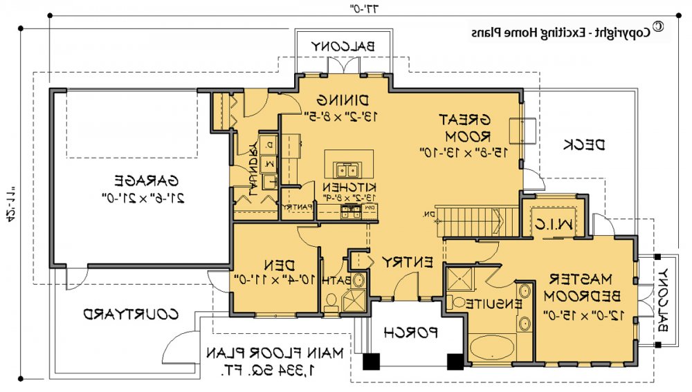 House Plan E1410-10 Main Floor Plan REVERSE