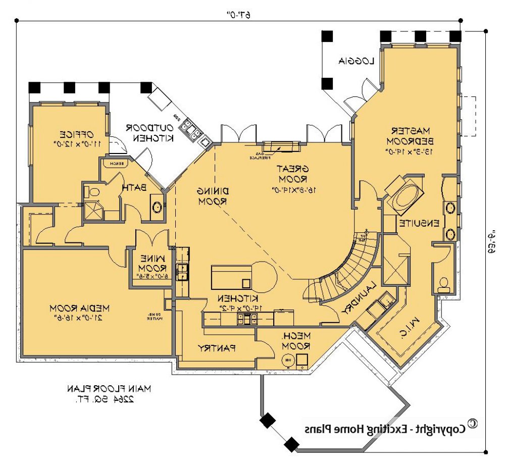 House Plan E1262-10 Main Floor Plan REVERSE