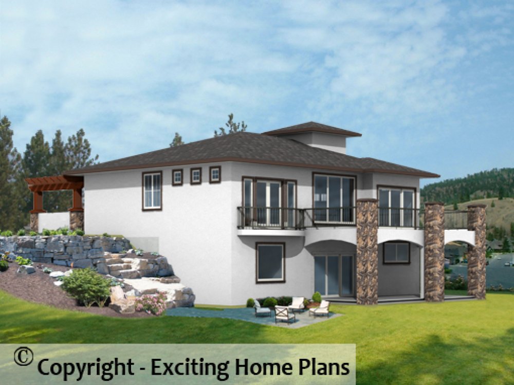 House Plan E1439-10 Rear 3D View