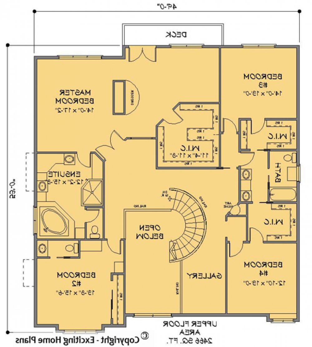 House Plan E1098-10 Upper Floor Plan REVERSE
