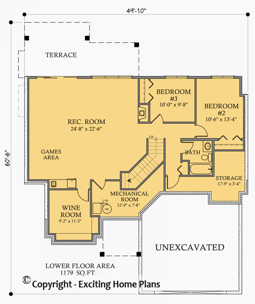 House Plan E1015-10 Lower Floor Plan