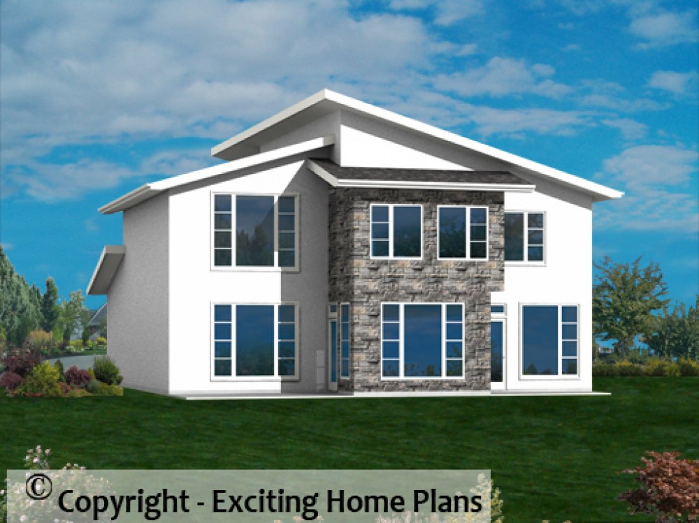 House Plan E1714-10M Rear 3D View