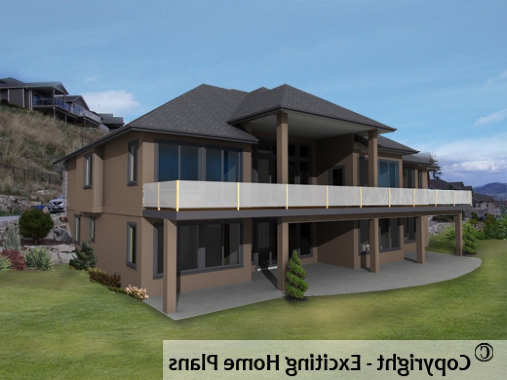 House Plan E1092-10 Rear 3D View REVERSE