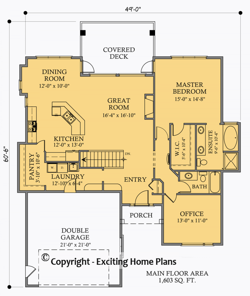 House Plan E1019-10M  Main Floor Plan