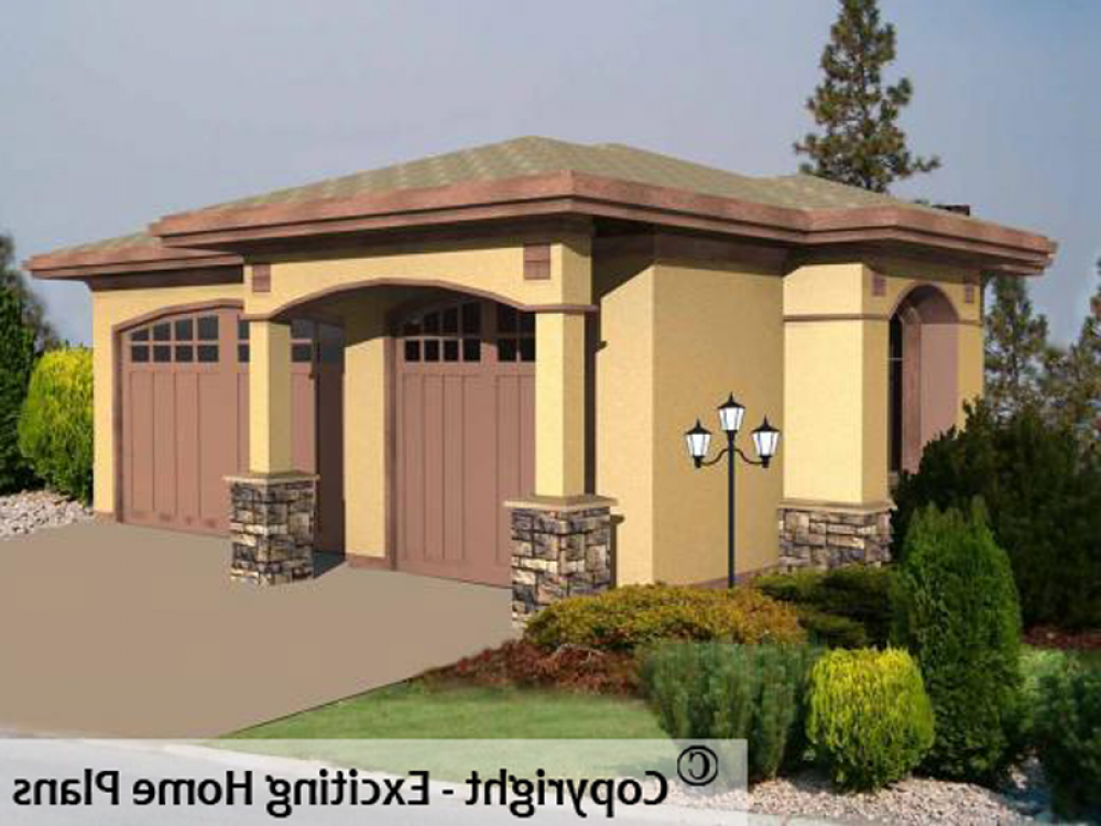 House Plan E1008-10 Exterior 3D View REVERSE