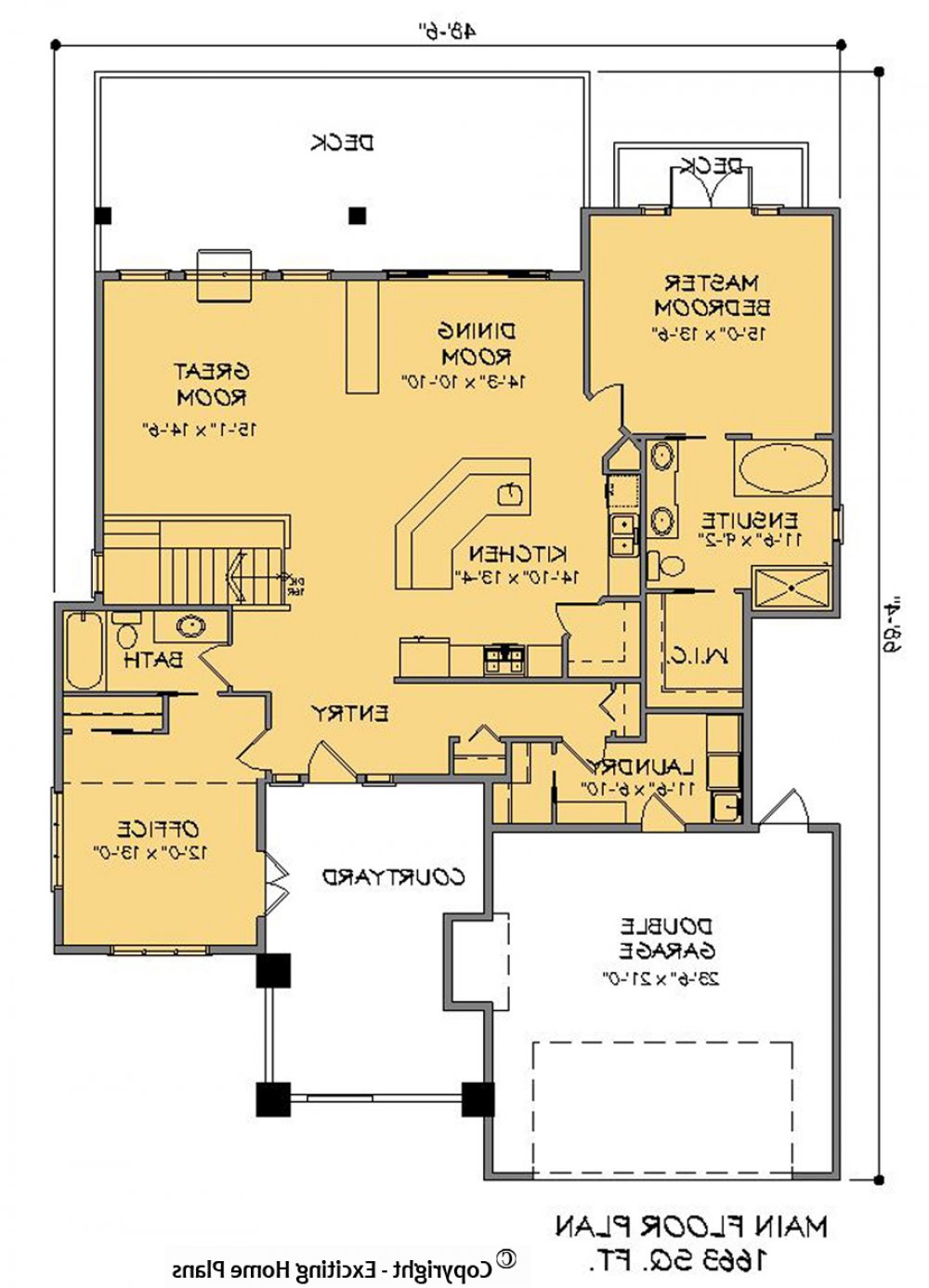 House Plan E1409-10 Main Floor Plan REVERSE