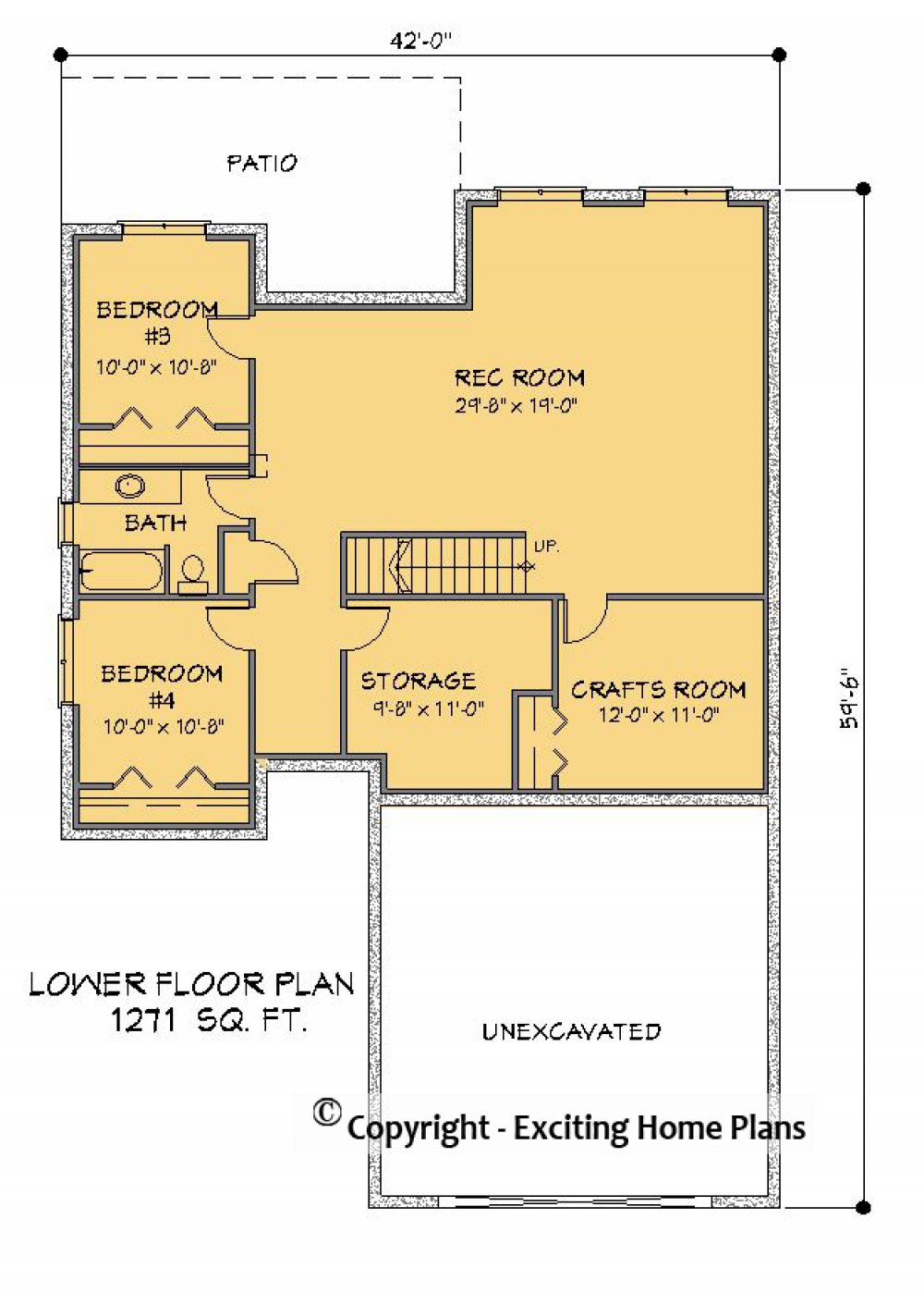 House Plan E1300-10 Lower Floor Plan