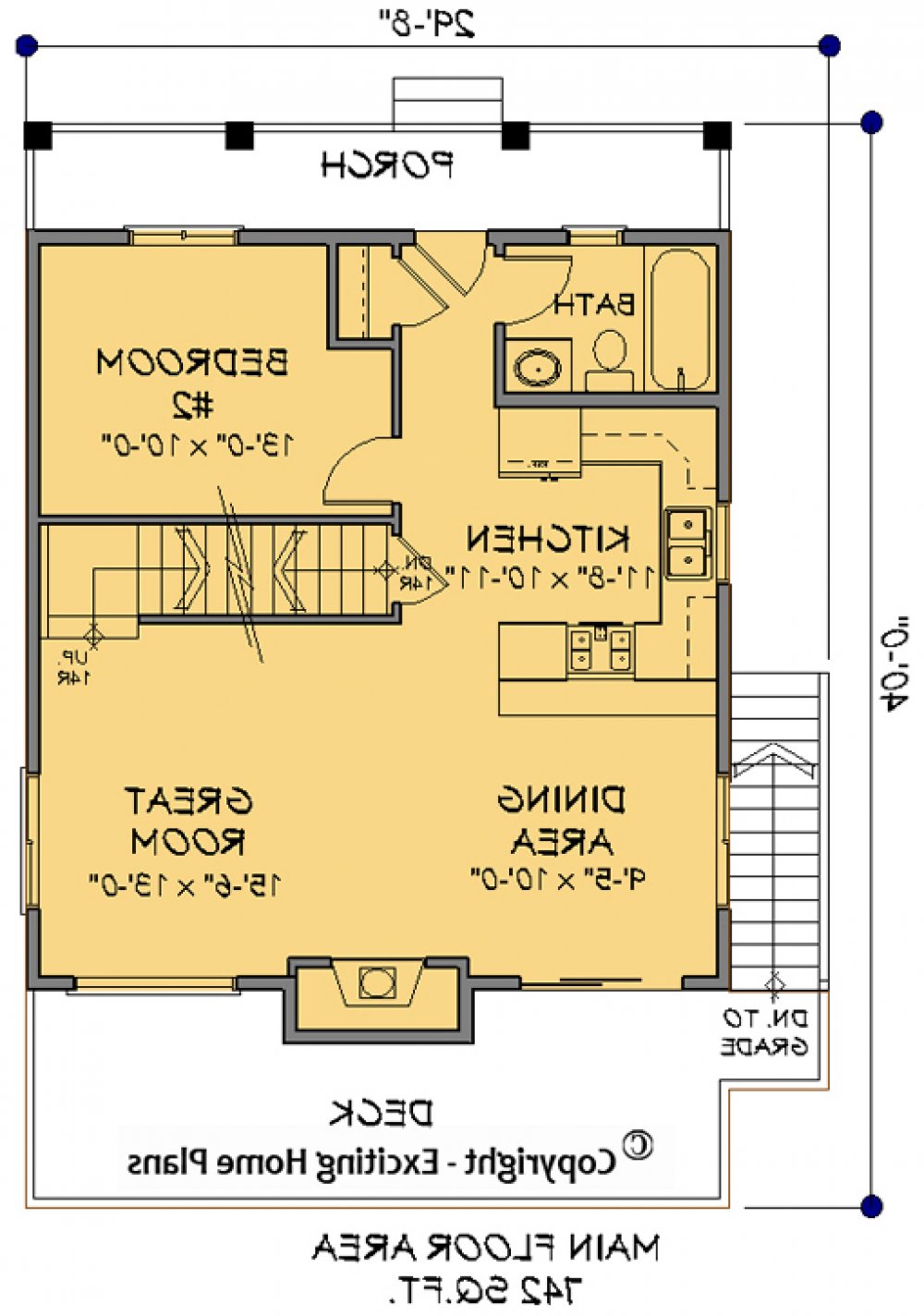 House Plan E1114-10 Main Floor Plan REVERSE