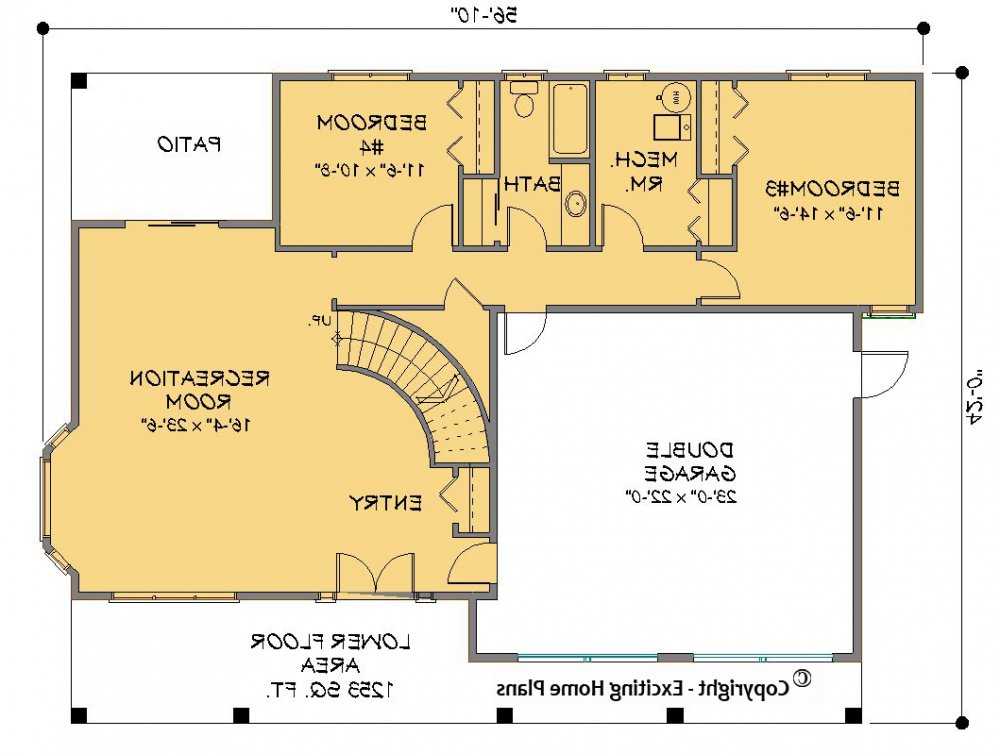 House Plan E1328-10 Lower Floor Plan REVERSE