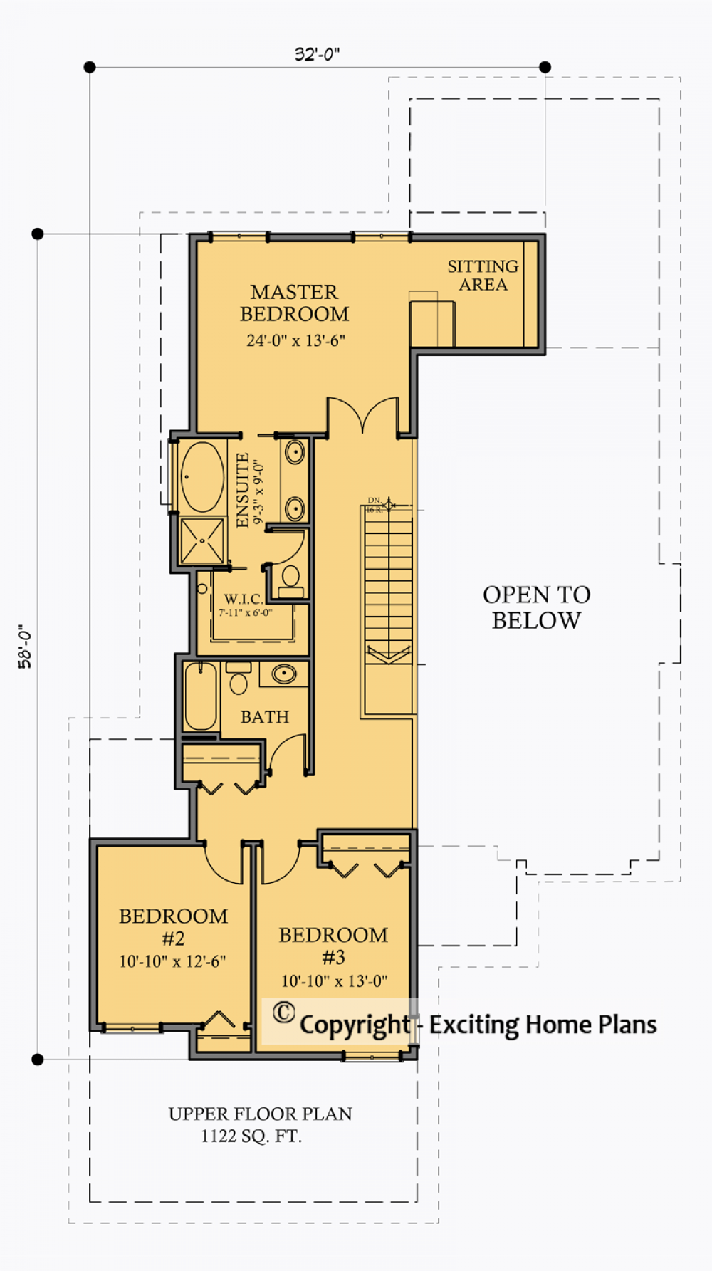 House Plan E1007-10 Upper Floor Plan