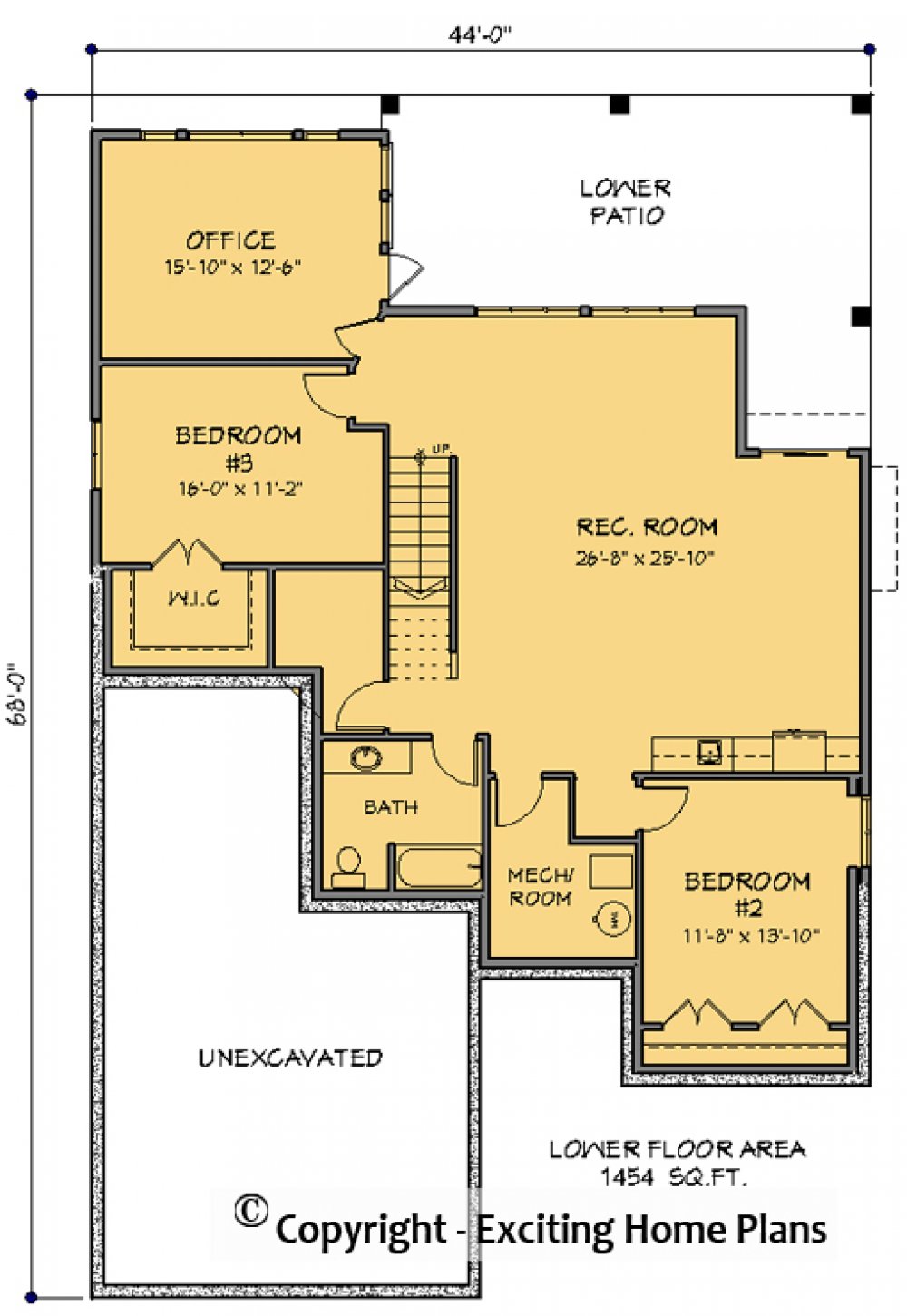 House Plan E1699-10 Lower Floor Plan