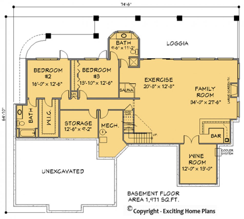 House Plan E1172-10 Lower Floor Plan