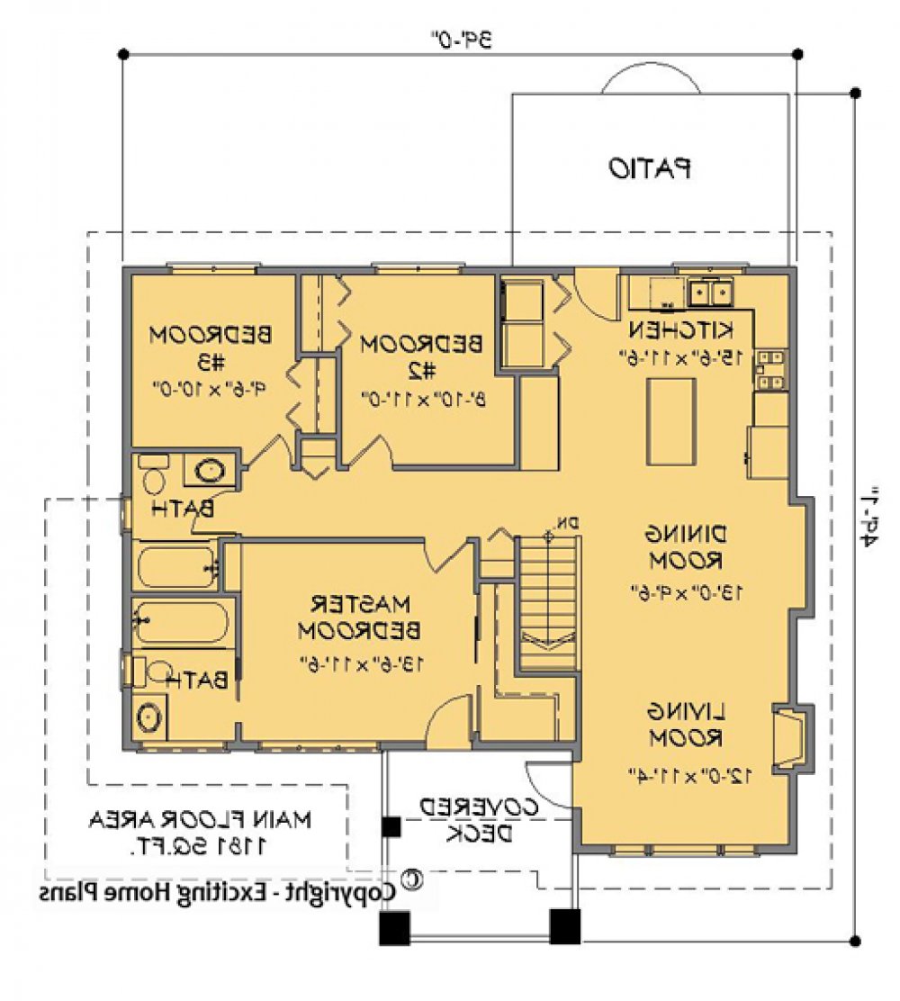 House Plan E1146-10  Main Floor Plan REVERSE