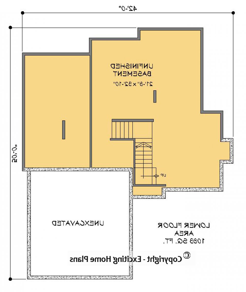 House Plan E1493-10  Lower Floor Plan REVERSE