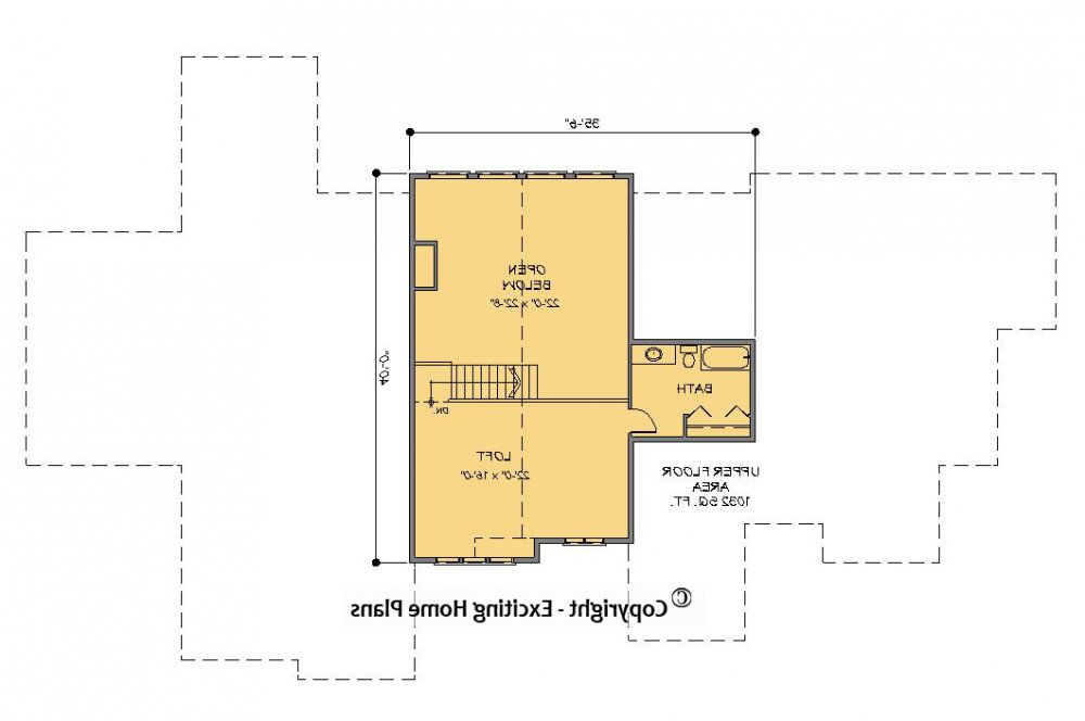 House Plan E1642-10 Upper Floor Plan REVERSE
