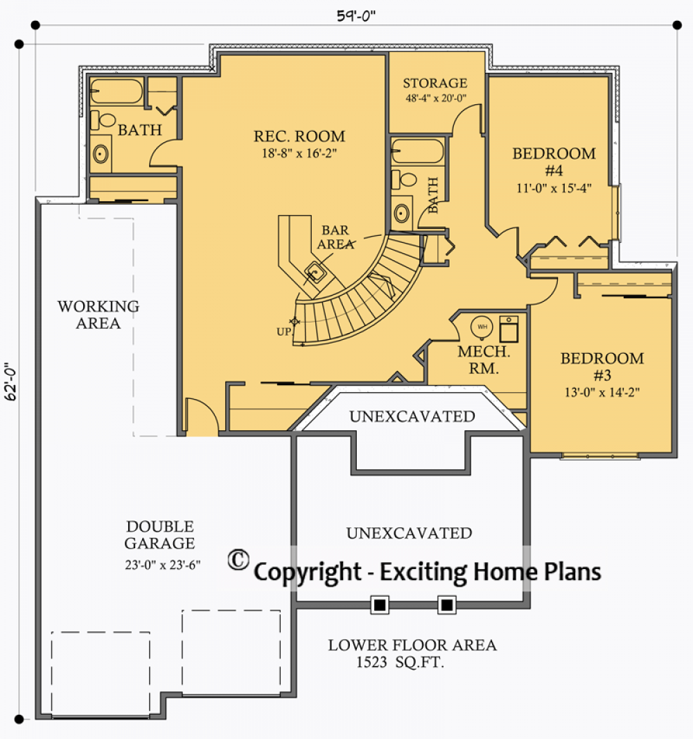 House Plan E1012-10 Lower Floor Plan
