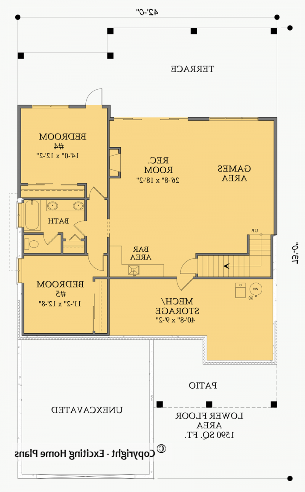 House Plan E1006-10 Lower Floor Plan REVERSE