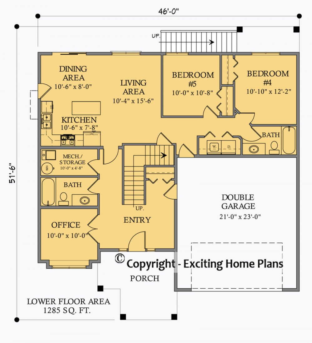 House Plan E1009-10M Lower Floor Plan