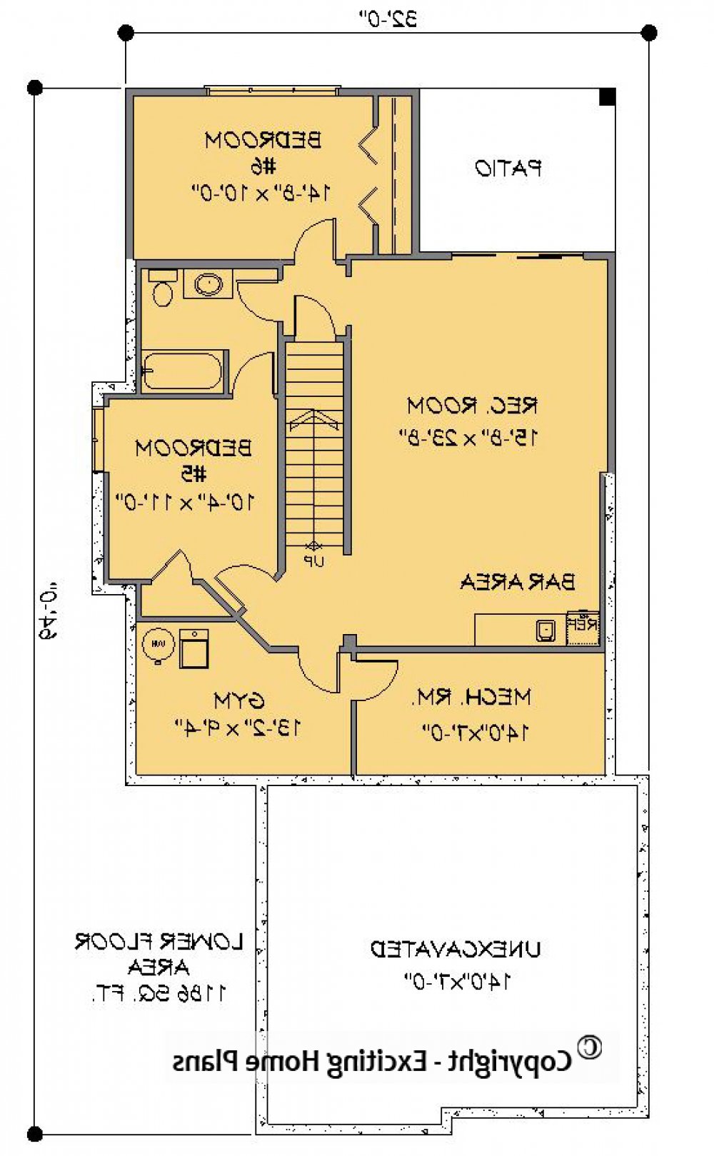 House Plan E1202-10 Lower Floor Plan REVERSE