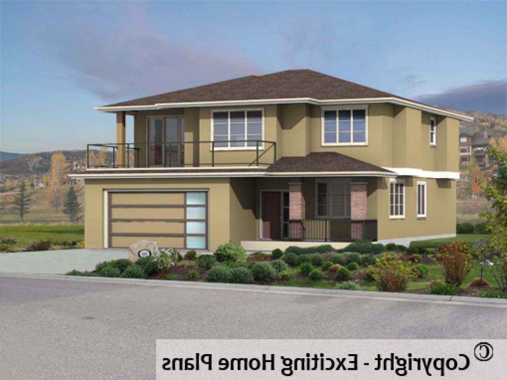 House Plan E1686-10 Front 3D View REVERSE