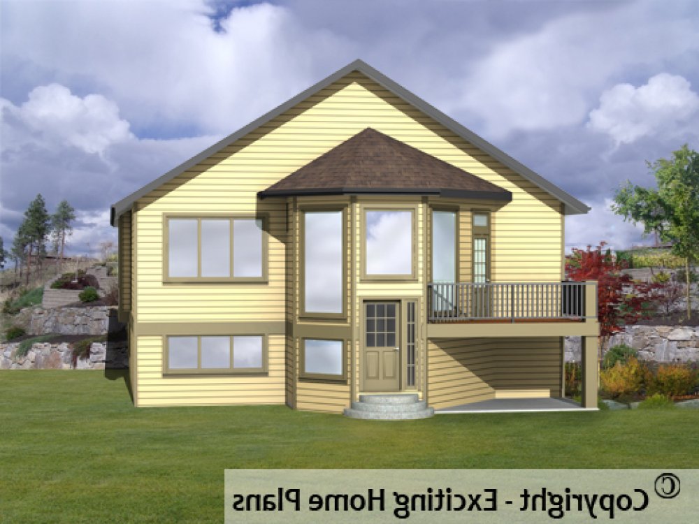 House Plan E1228-10 Rear 3D View REVERSE