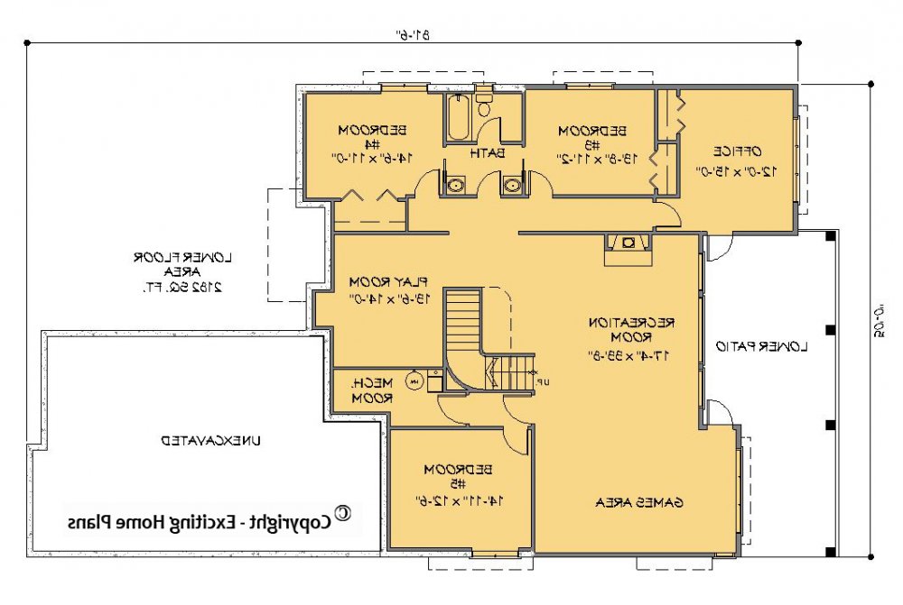 House Plan E1259-10 Lower Floor Plan REVERSE