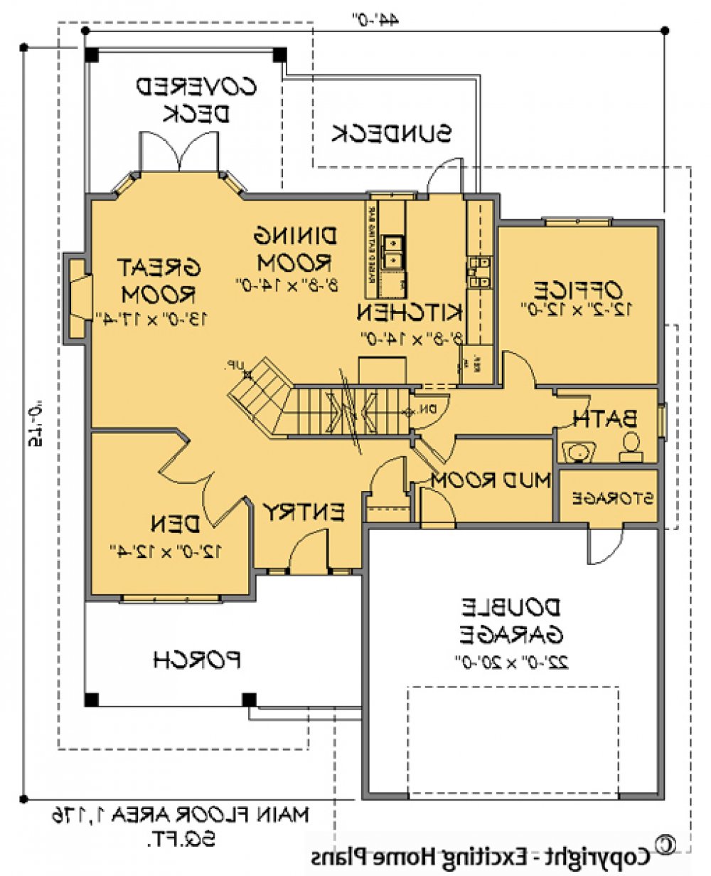 House Plan E1147-10 Main Floor Plan REVERSE