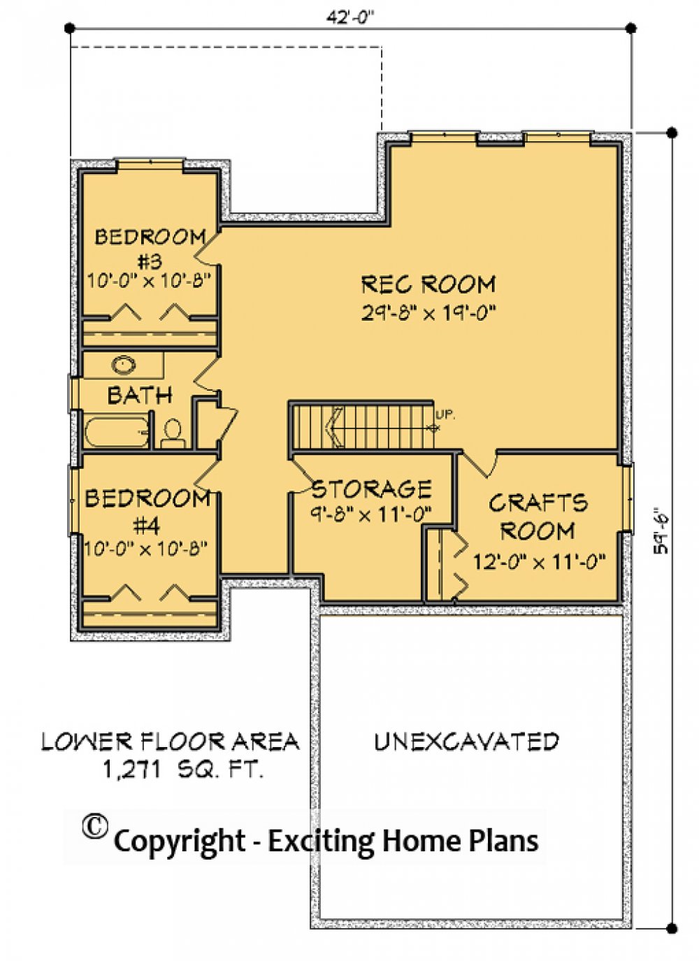 House Plan E1597 -10 Lower Floor Plan