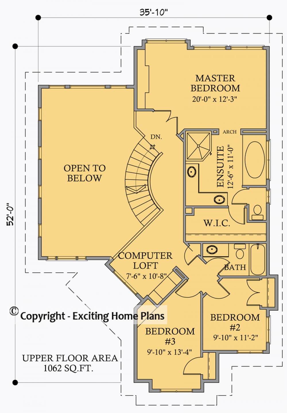 House Plan E1027-10 Upper Floor Plan