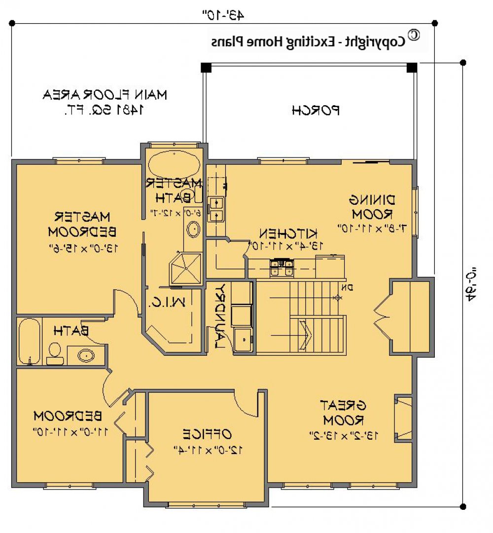 House Plan E1294-10 Main Floor Plan REVERSE