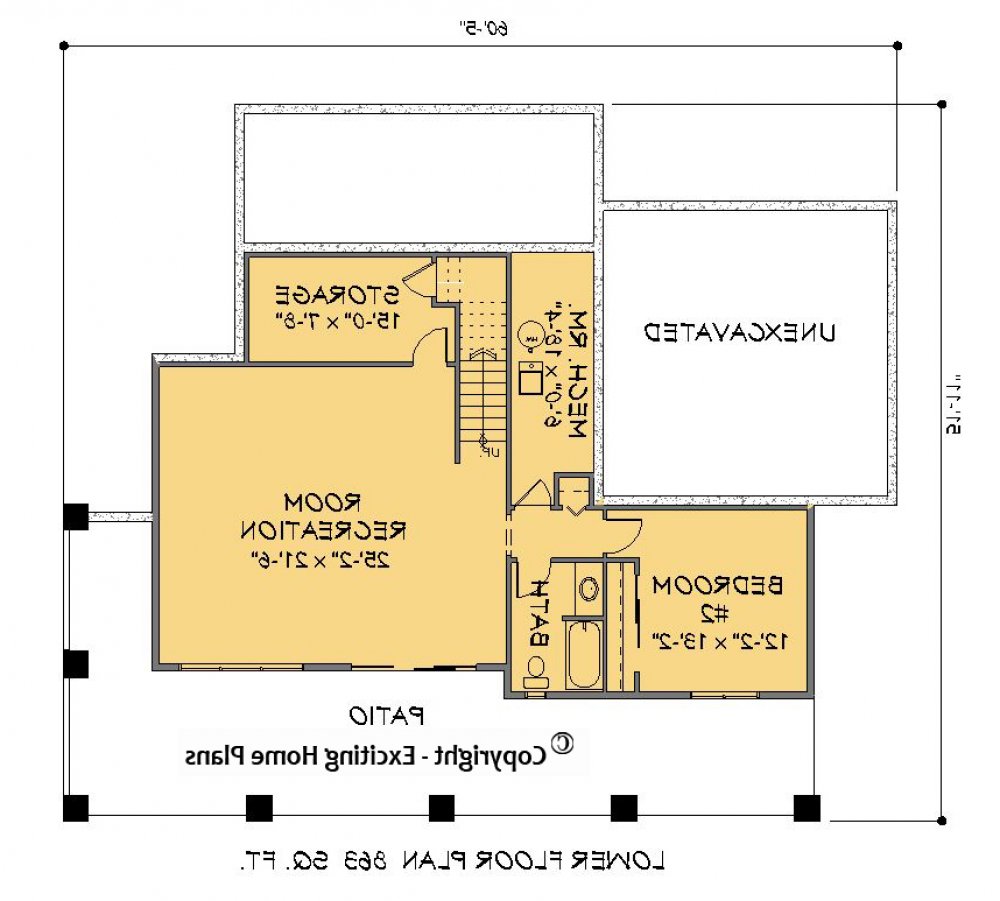 House Plan E1431-10 Lower Floor Plan REVERSE