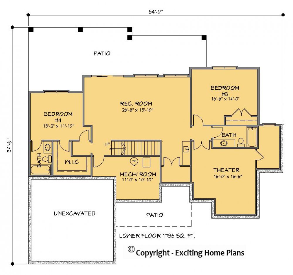 House Plan E1325-10 Lower Floor Plan