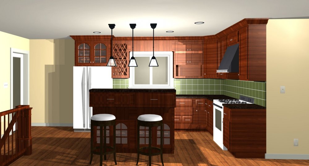 House Plan E1186-10 Interior Kitchen 3D Area