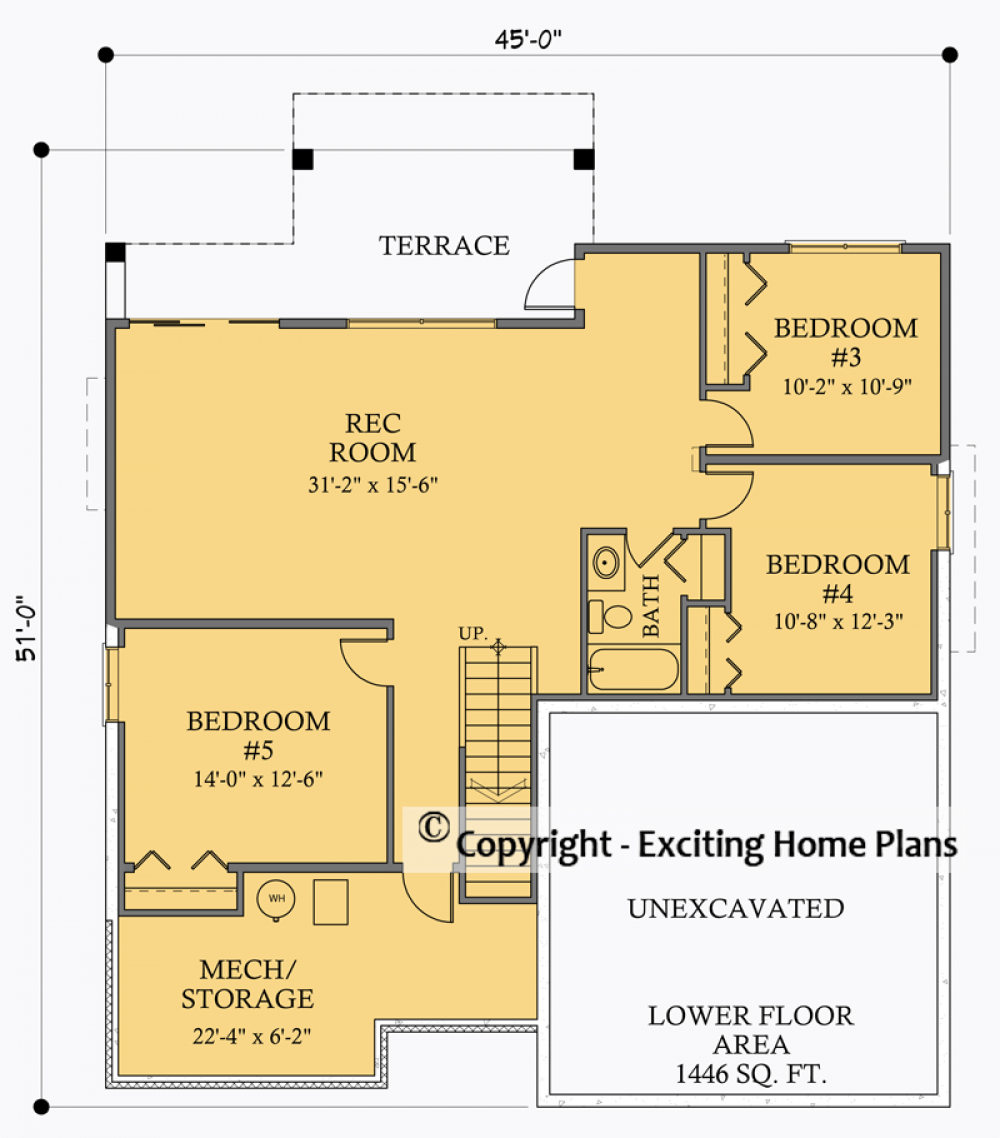 House Plan E1046-10 Lower Floor Plan