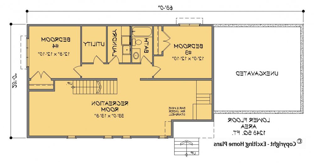House Plan E1514-10 Lower Floor Plan REVERSE