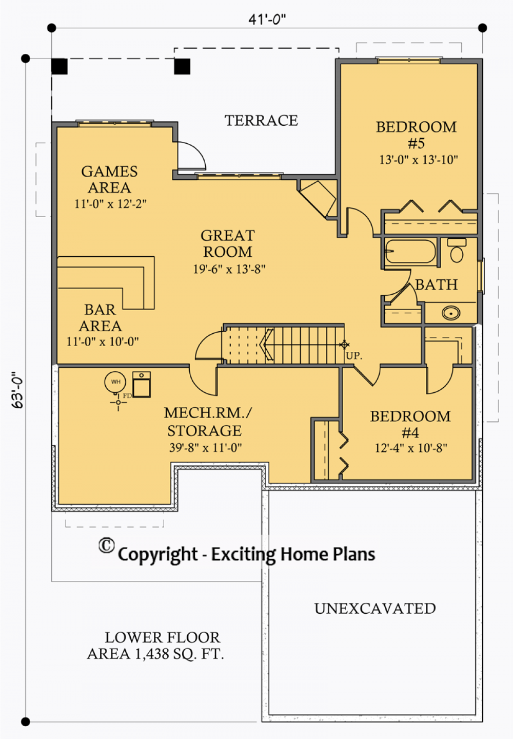 House Plan E1050-10 Lower Floor Plan