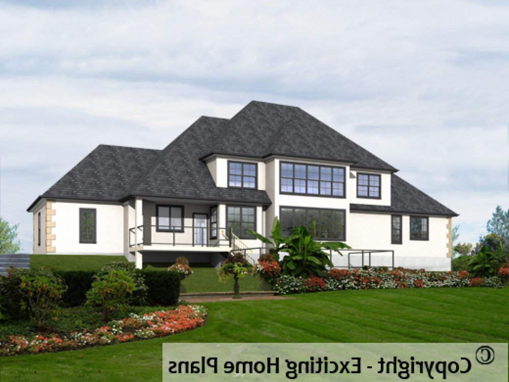 House Plan E1500-10 Rear 3D View REVERSE