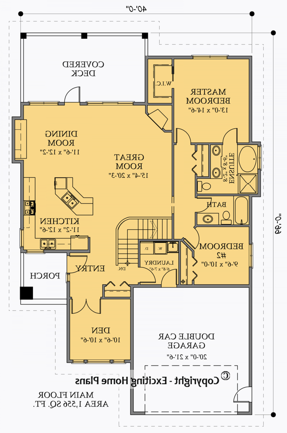 House Plan E1051-10 Main Floor Plan REVERSE