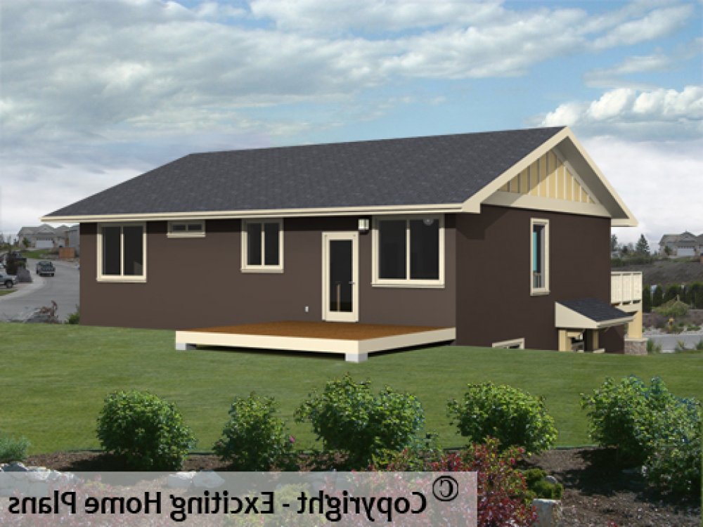 House Plan E1208-10 Rear 3D View REVERSE