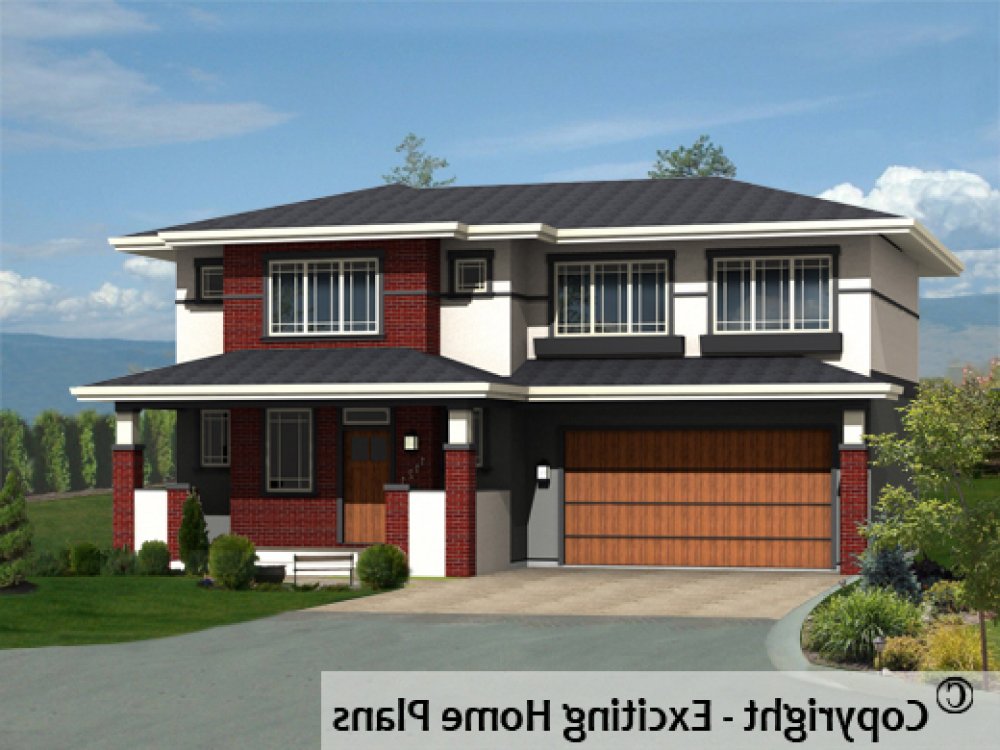 House Plan E1307-10 Front 3D View REVERSE