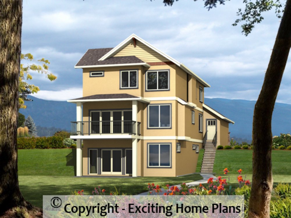 House Plan E1290-10 – Rear Exterior 3D View