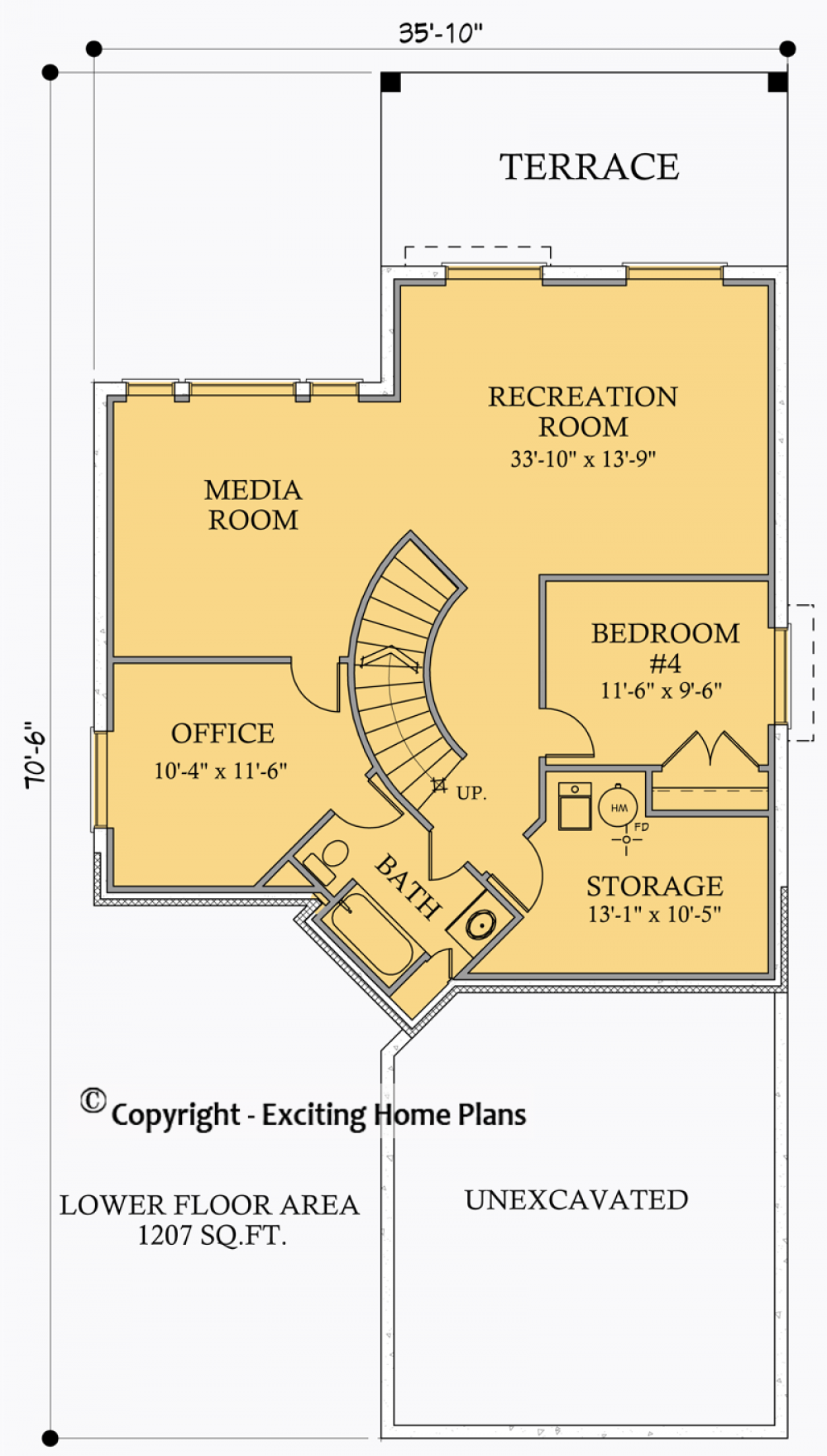 House Plan E1027-10 Lower Floor Plan