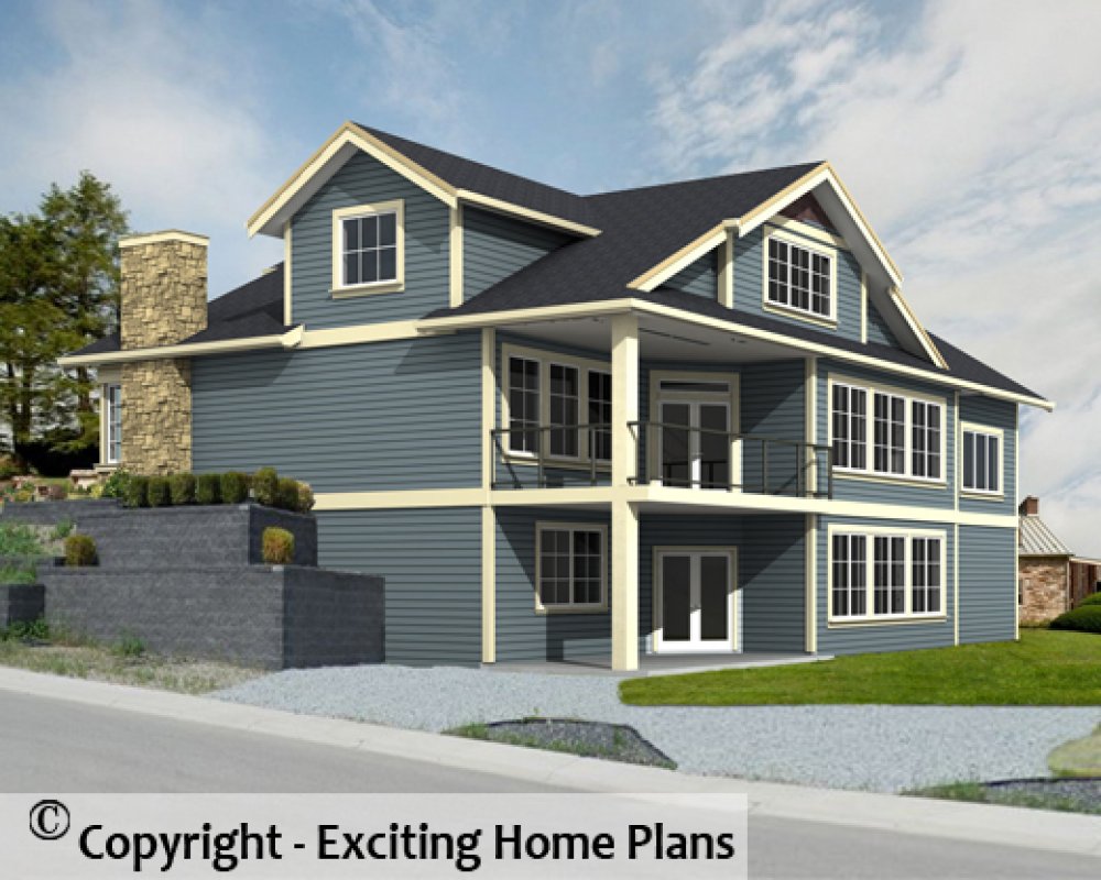 House Plan E1311-10 Rear 3D View
